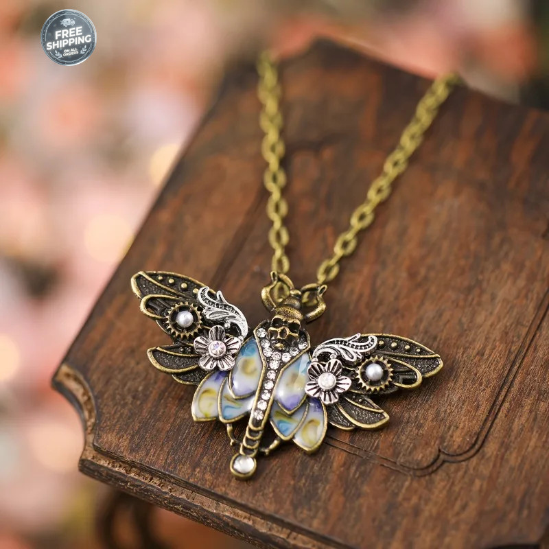 Vintage Boho Moth Skull Pendant Necklace for Women Daily Wear All Seasons Gift