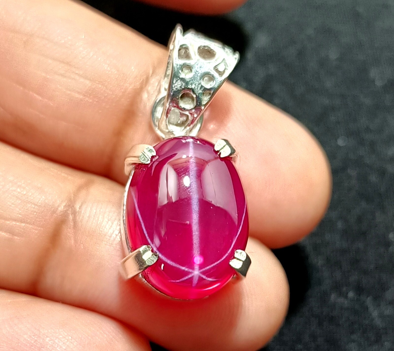 Certified 27.25 Ct Natural 6 Ray Star RUBY 925 Solid Silver Pendant Gemstone