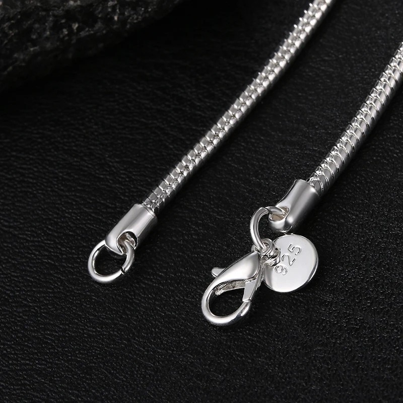 925 Sterling Silver Snake Chain Necklace 1mm 2mm 3mm 40-75cm Men Women Pendant