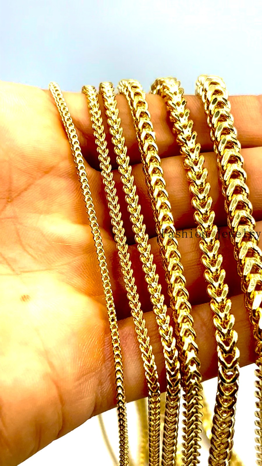 10K Yellow Gold Franco Box Square Necklace Bracelet Chain Real 2mm-7mm 7″-30″