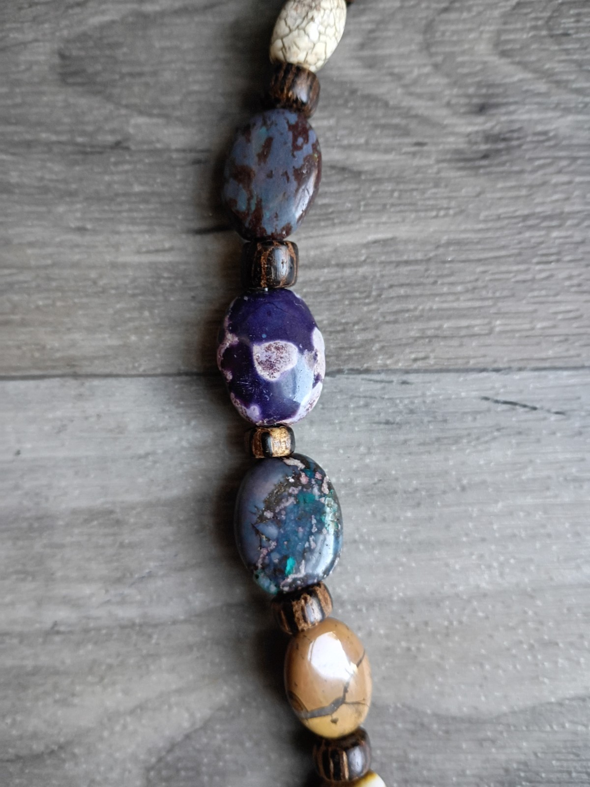 21” Multi Colored Semi Precious Stone Beaded Necklace Polished Gemstones