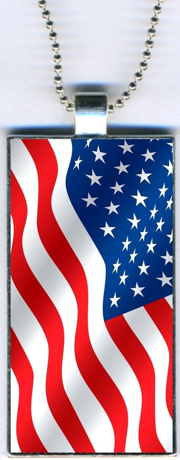 American United States Flag Patriotic Pendant Charm Necklace 24″ Chain NEW COOL