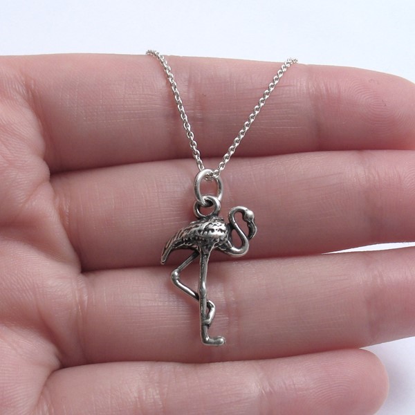 925 Sterling Silver Flamingo Charm with Necklace