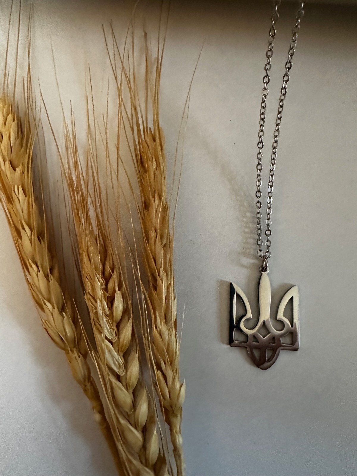 New Ukrainian Tryzub Trident Pendant Necklace Silver Color