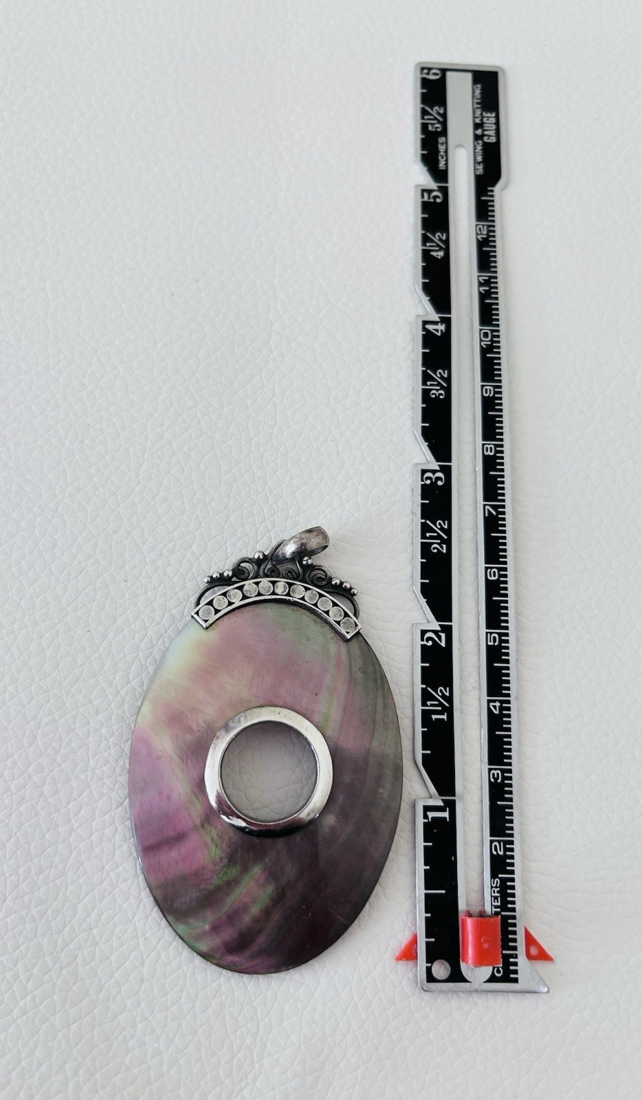 Mother Of Pearl Pendant Donut Cutout Abalone Shell 925 Sterling Silver Italian