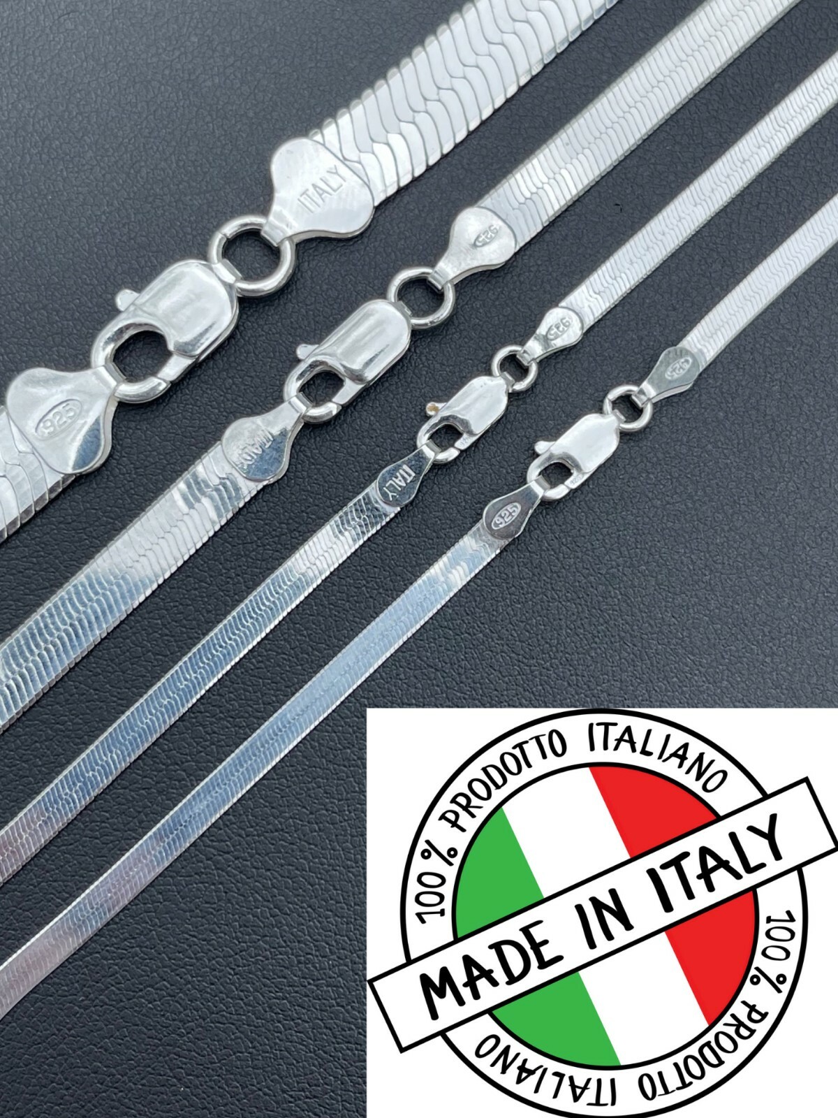 Solid 925 Sterling Silver Herringbone Chain Necklace 3-9mm 14″- 28″ Diamond Cut