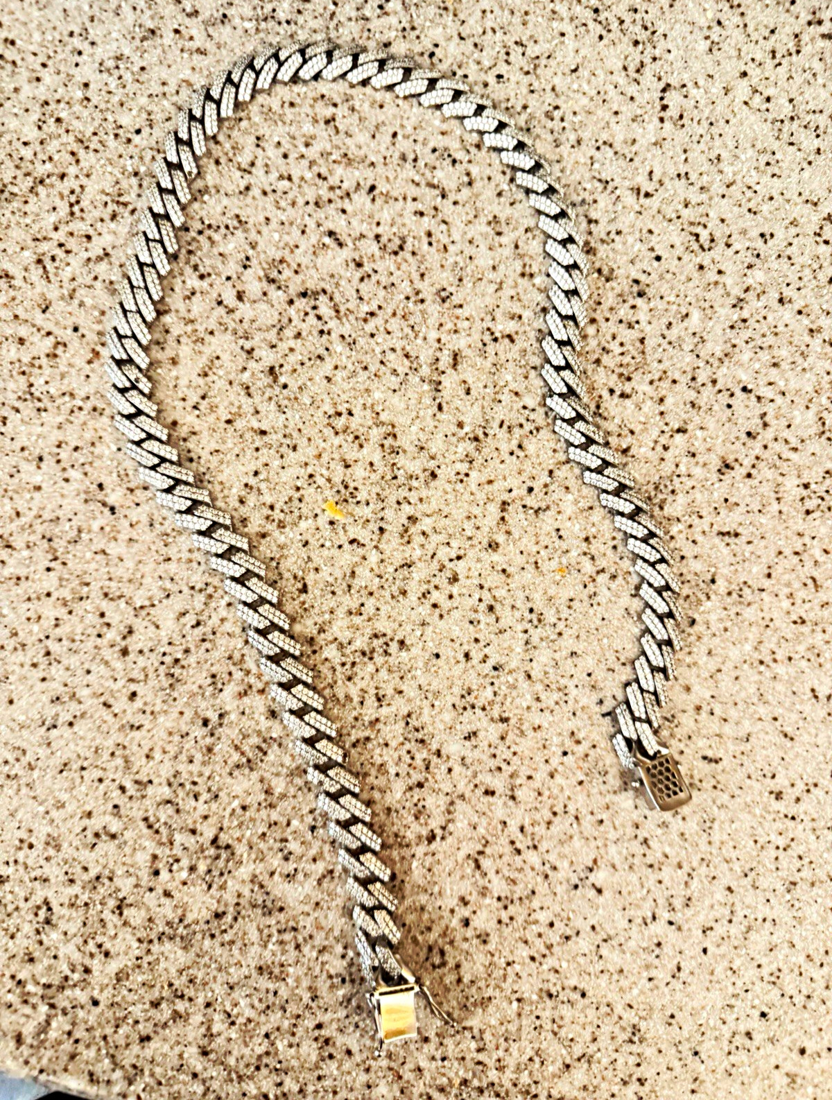 Sterling Silver Cuban Link with 7 karat VVS Diamonds