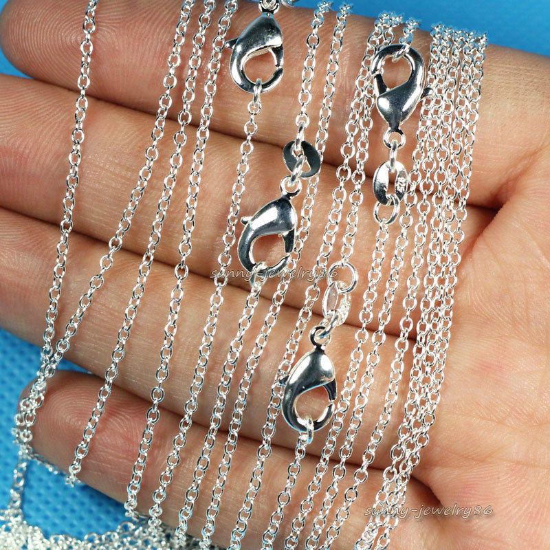 Wholesale 10pcs 925 Sterling Solid Silver Plated 1mm “O” Chain Necklace 18″