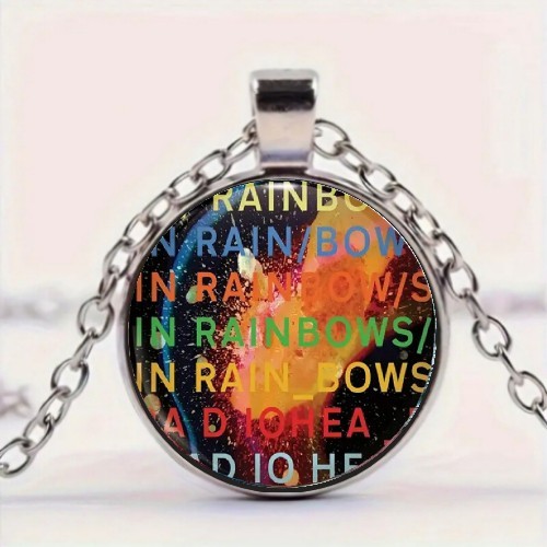 Rainbow inroads Rock Music Album Art Round Glass Pendant Necklace