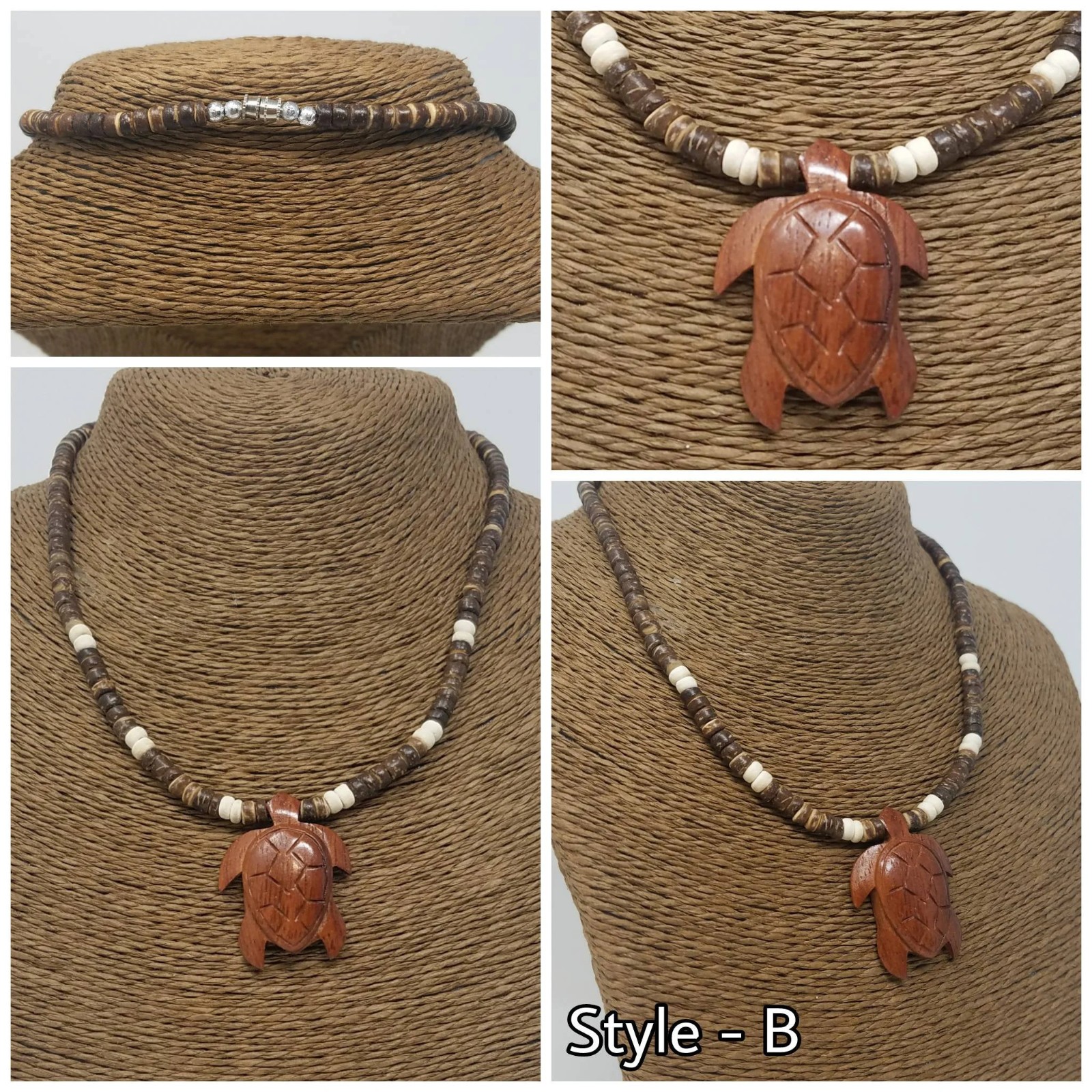 Wood Sea Turtle Necklace Hawaiian Beach Pendant Unisex 4 Styles Adjustable