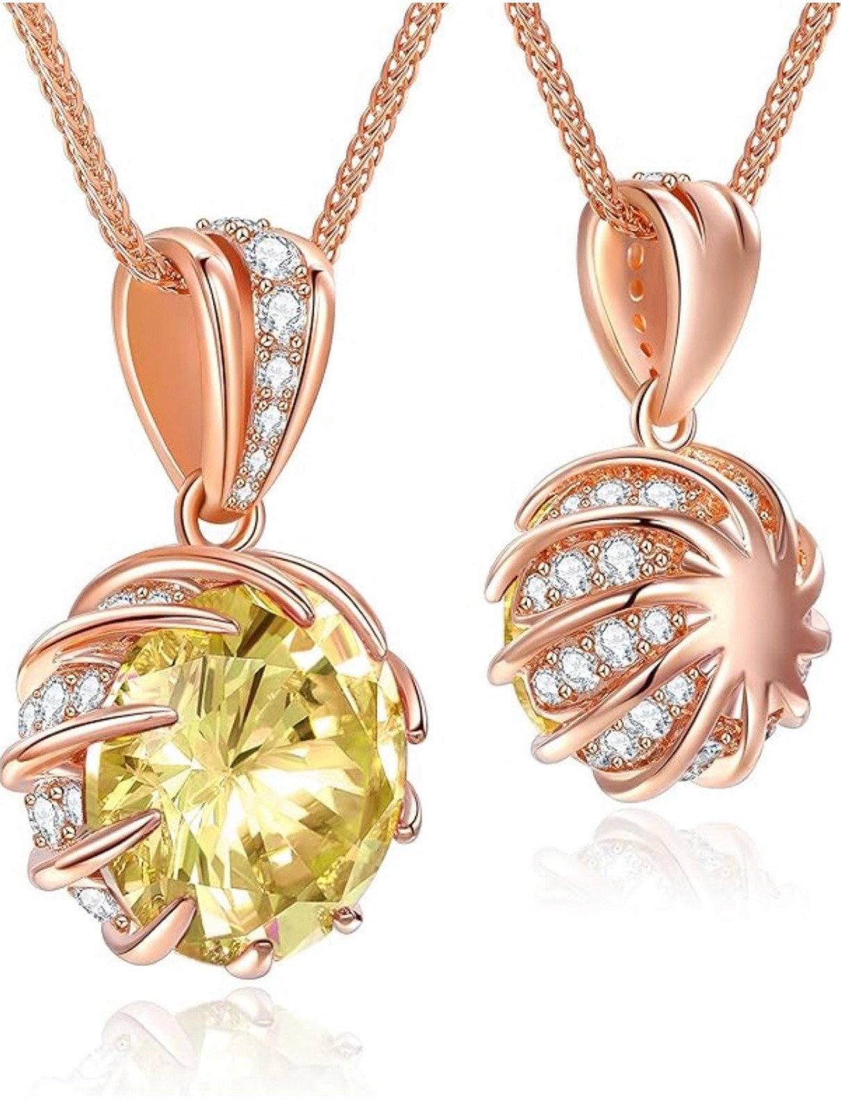 CeaKIev 6.0Carat (12.0mm) Round Cubic Zirconia Pendant Necklace