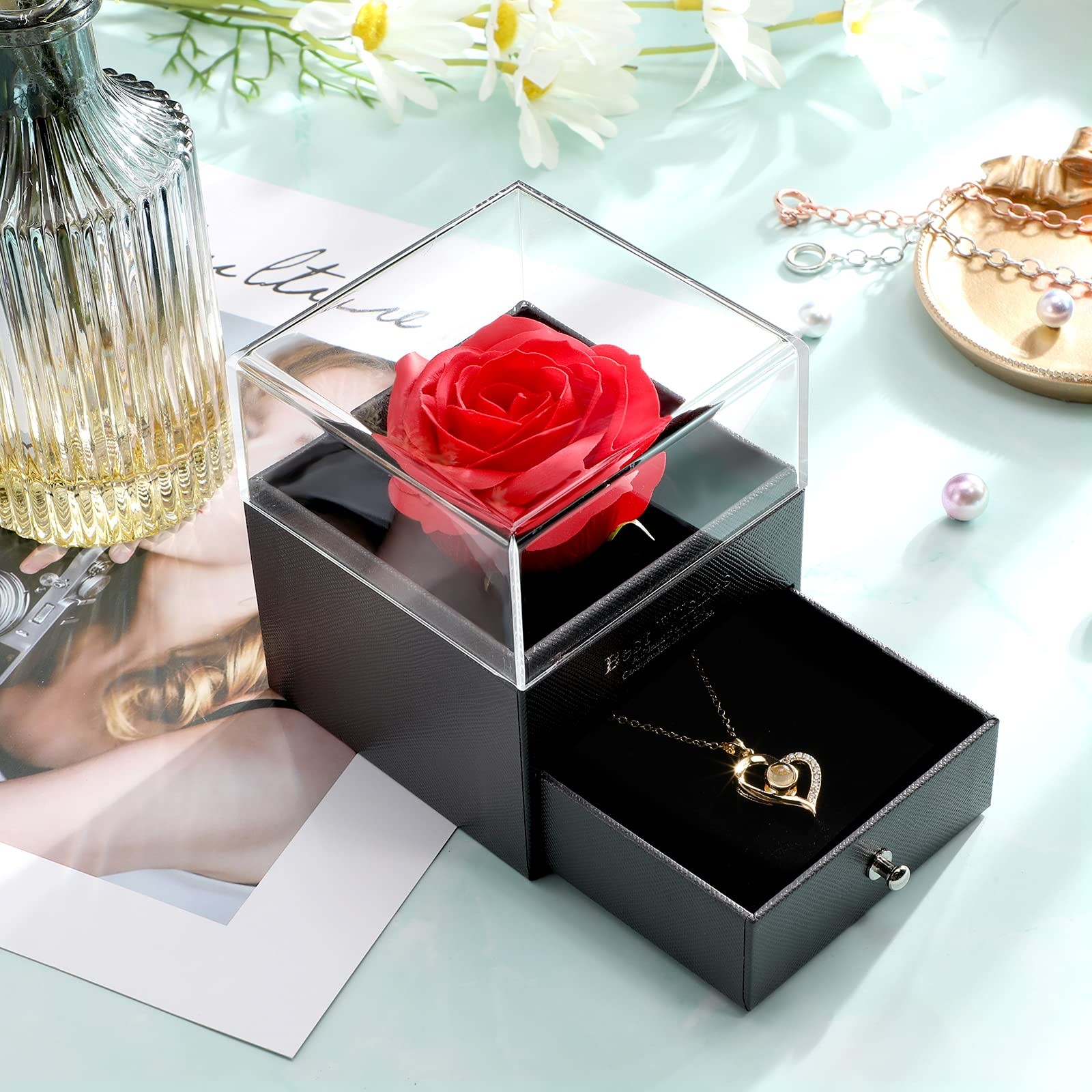 Hicarer Necklace Gift for Girlfriend Women I Love You as pictures shown, Gold
