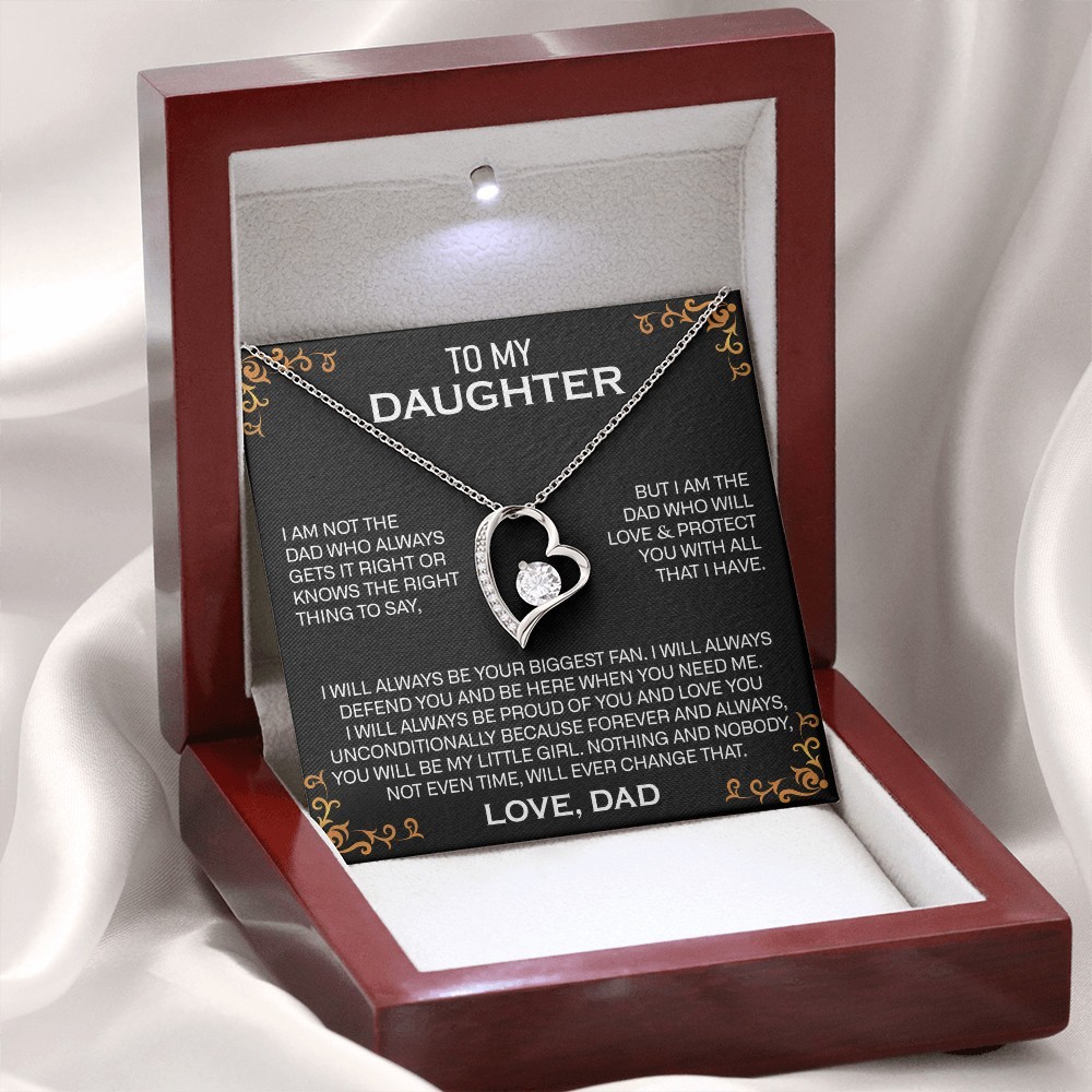 Cubic Zirconia Necklace Gift for Daughter from Dad with Heart Pendant Jewelry
