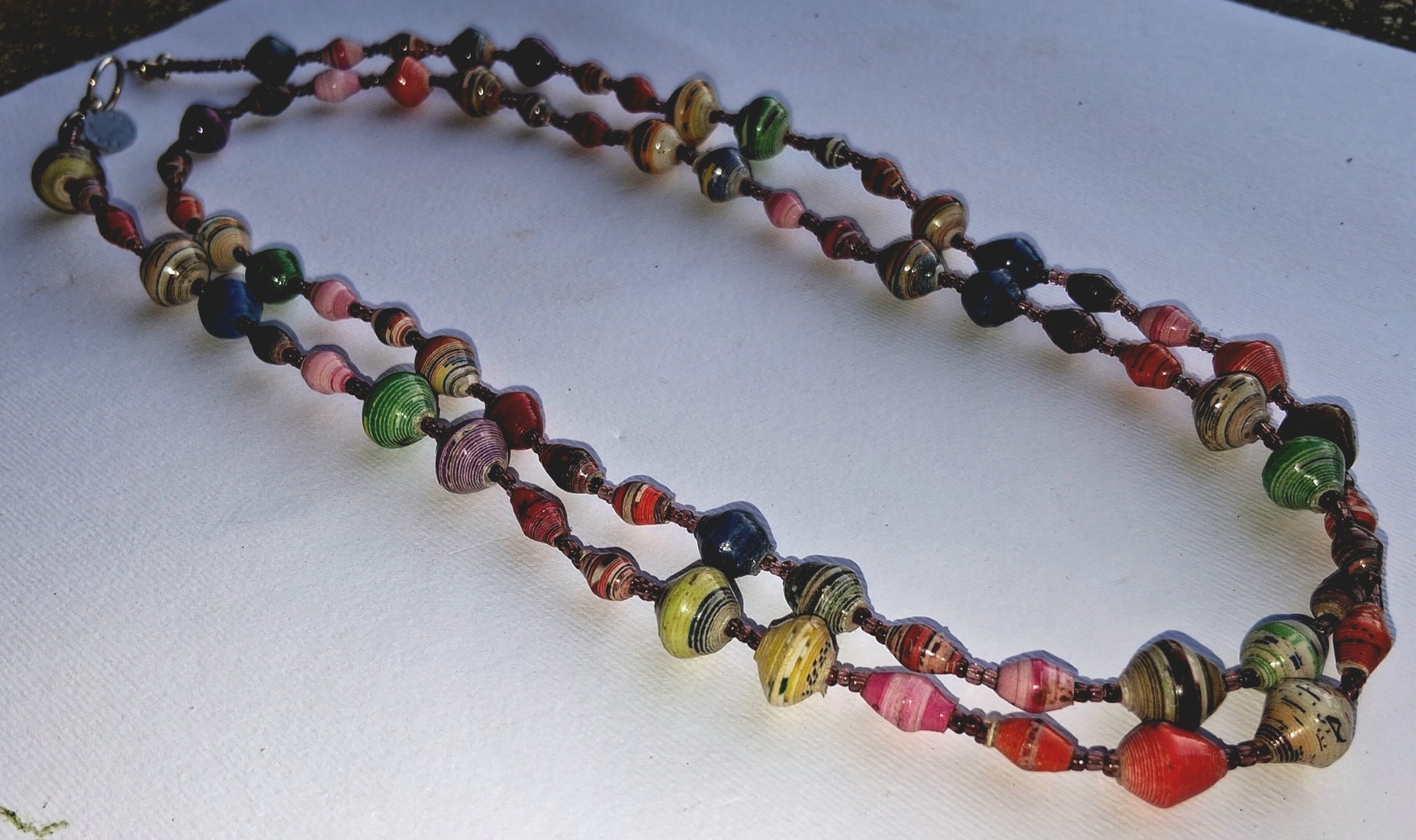 authentic Signed bead for life paper bead bohemian necklace 40 inch strand