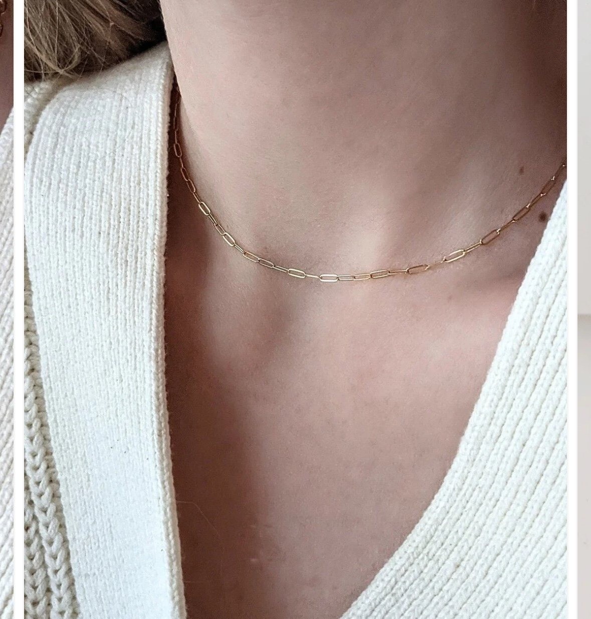 Dainty paper clip chain necklace Waterproof Gold chain Necklace Pretty layering