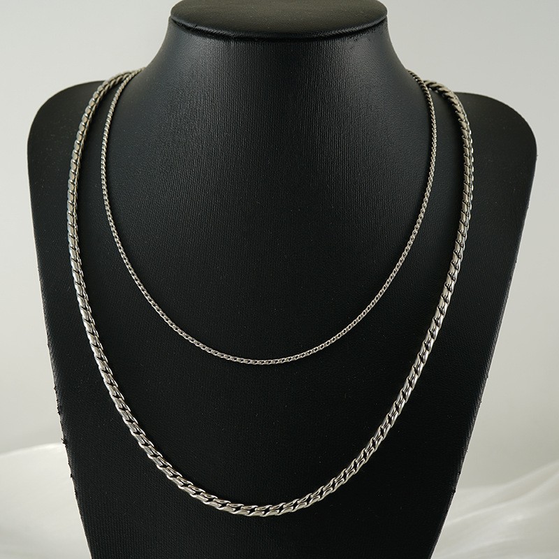 14K Gold Titanium Alloy Necklace Thin Box Chain Twist Chain Stackable Jewelry