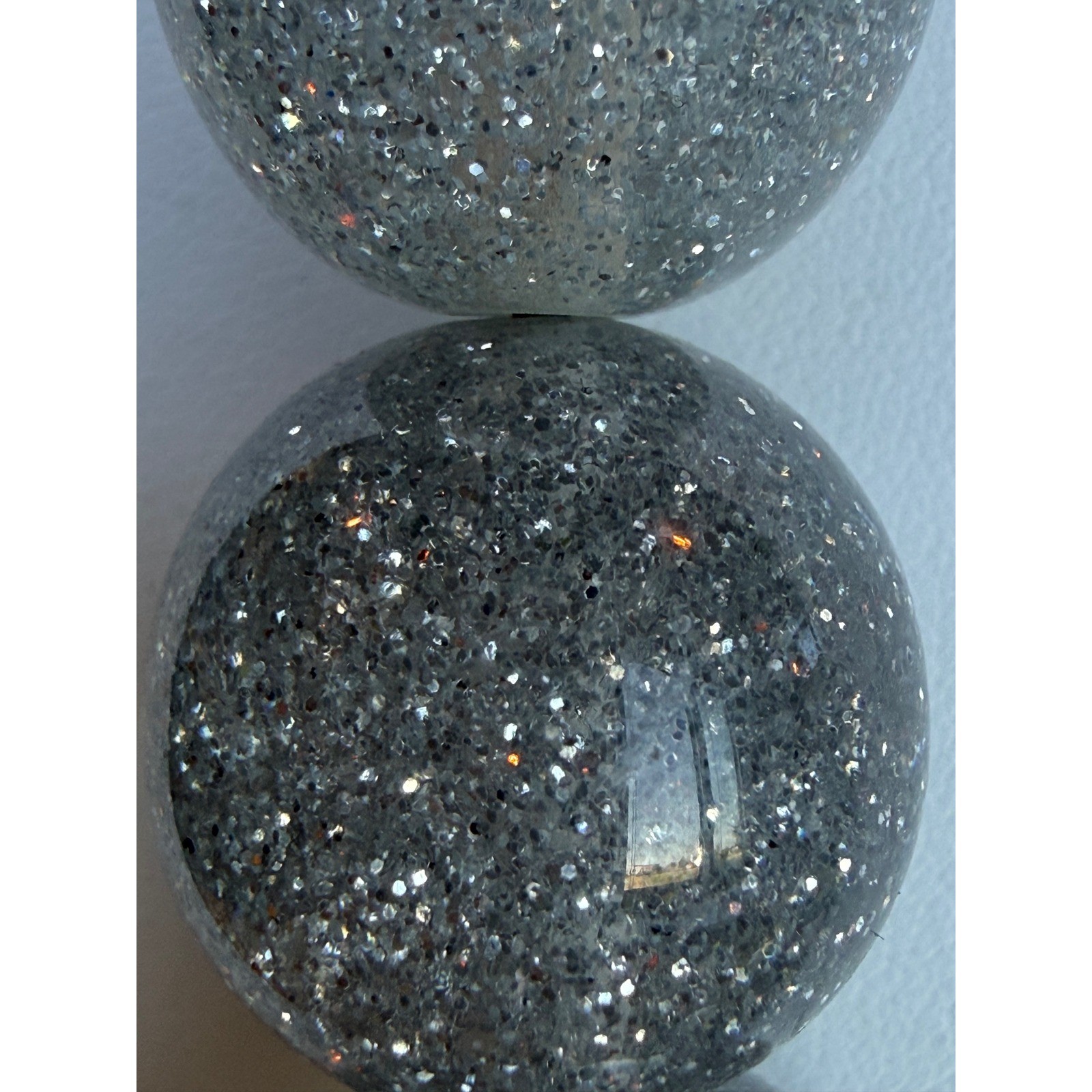 Silver Glitter Bubble Bead Necklace Gray Resin Acrylic Chunky Arty Rave Glitter