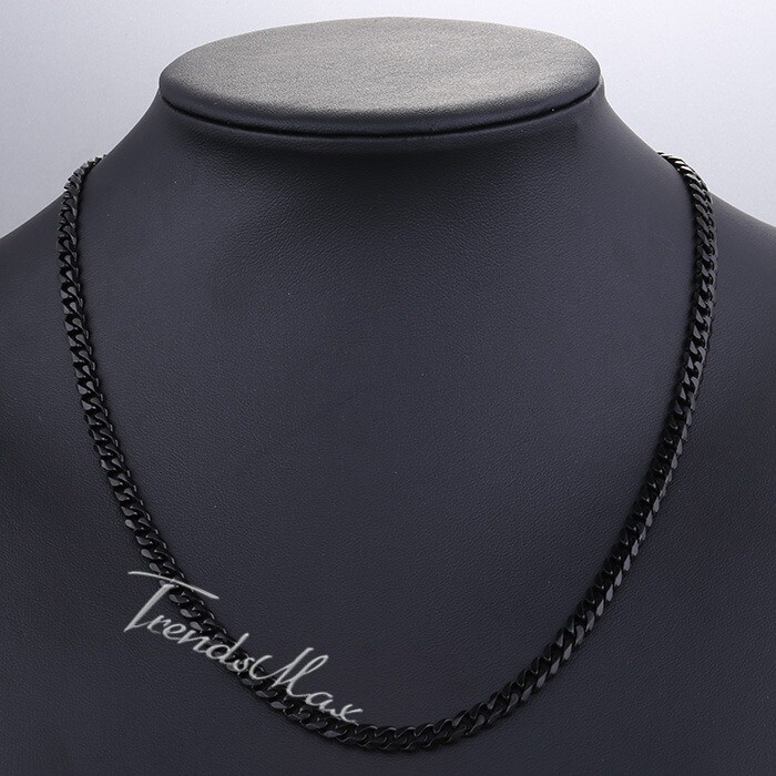 3/5/7mm 18-26″ Black Stainless Steel Necklace for Mens Unisex Curb Cuban Chain