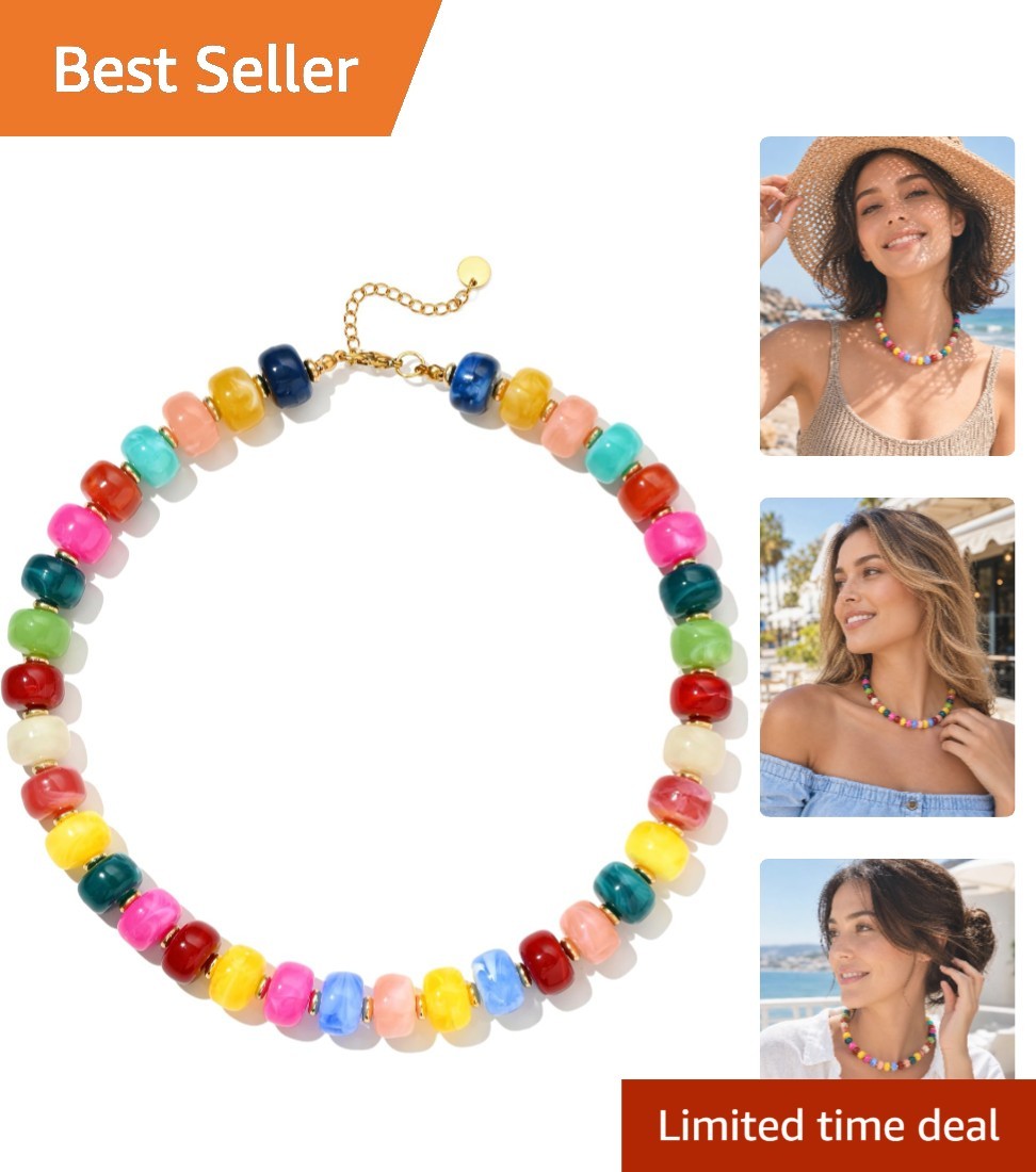 Vibrant Summer Beaded Necklace for Women – Handmade Boho Statement Jewelry