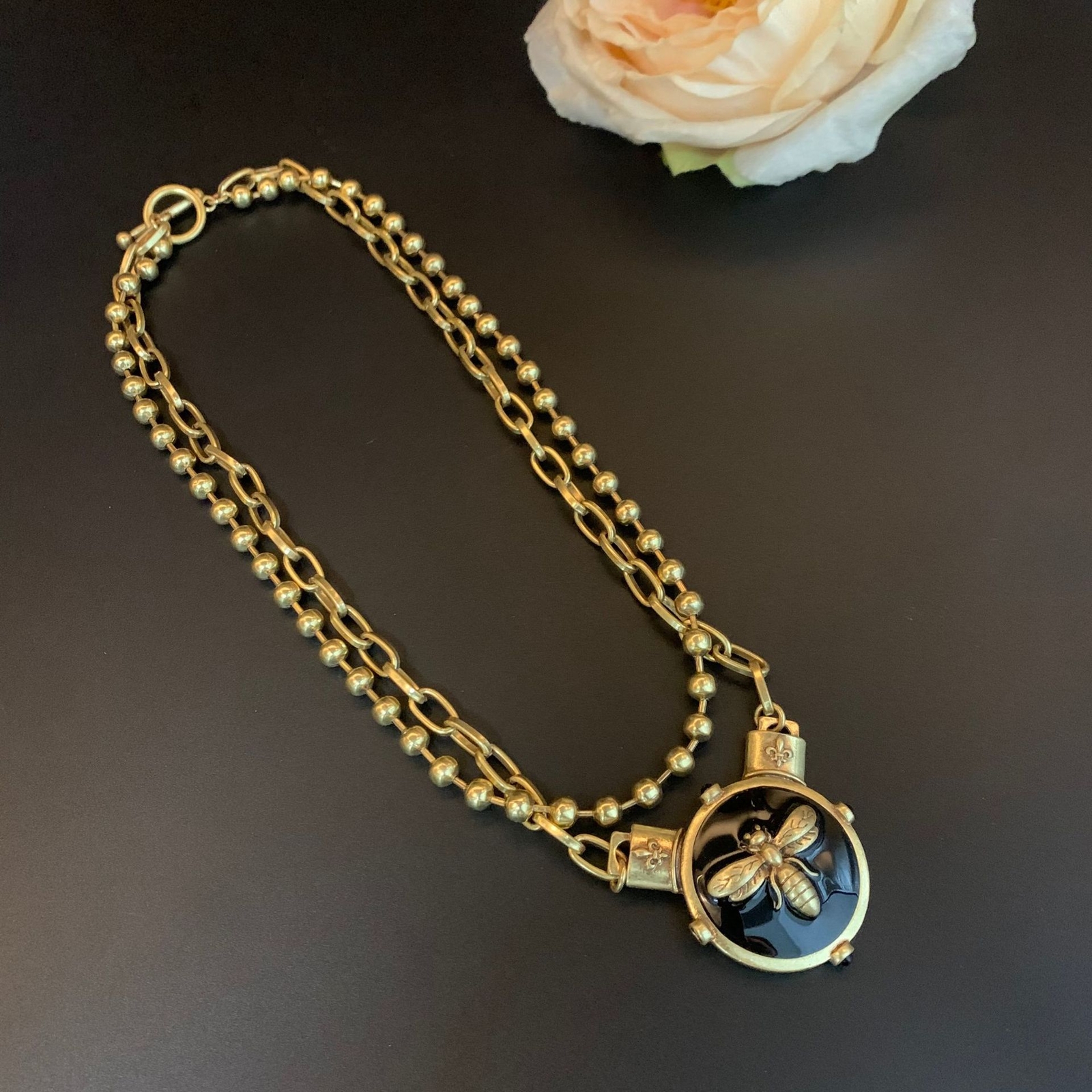 Vintage Double Layer Necklace Bee Pendant Necklace Jewelry Anniversary Gifts