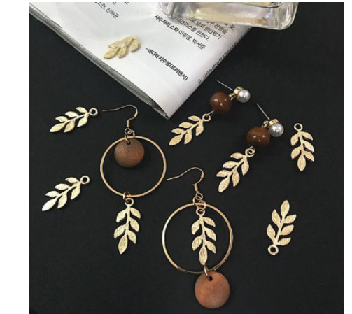 50Pcs Zinc Alloy Golden Mini Leaves Charm earrings Pendants DIY Jewelry Making