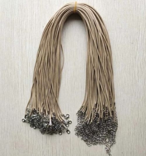 1.5mm Khaki Wax Leather Cord Rope Necklace 45+5cm Chain Lobster Clasp 10pc