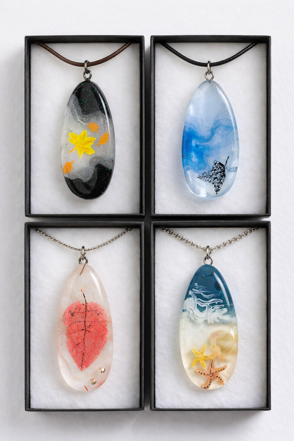 Handmade Epoxy Resin Necklace Unisex Jewelry, Unique Statement Gift Sea