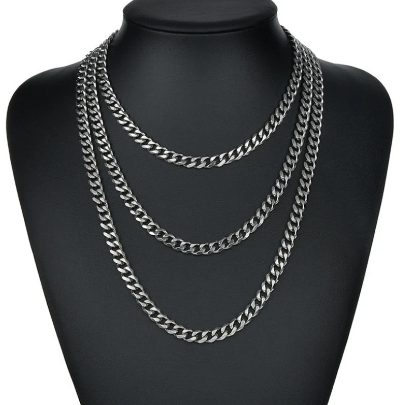 Men Women Gold Silver Stainless Steel Cuban Curb Chain Necklace 3mmx600mm/24″