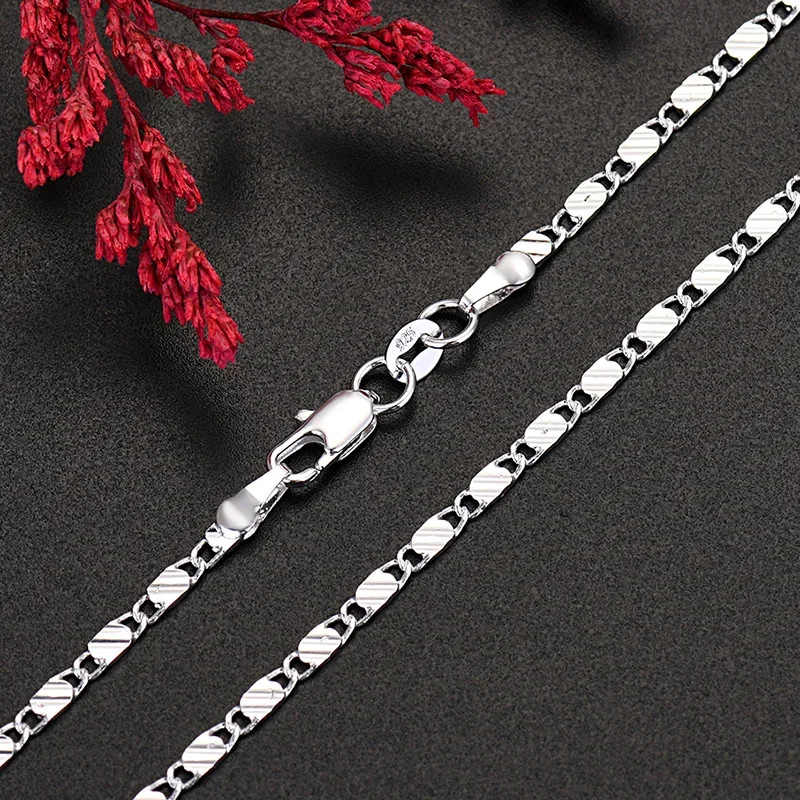 925 Sterling Silver 16/18/20/22/24/26/28/30 Inch Figaro Chain Necklaces For…