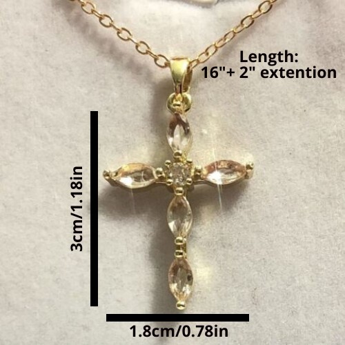 Cross Pendant Necklace With Clear Rhinestone Decor, Daily Wear Jewelry