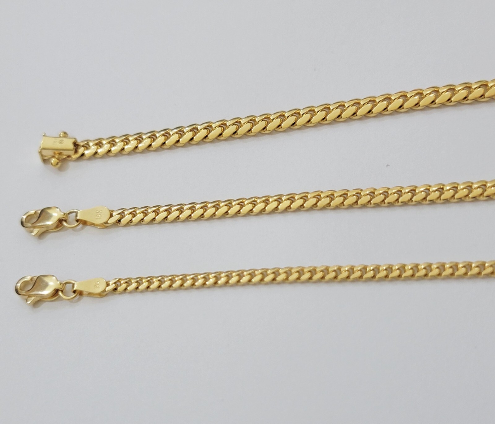 Real 18k Gold Chain Necklace Miami Cuban Link 2.5-4mm 18-26 Inch SOLID Men Women