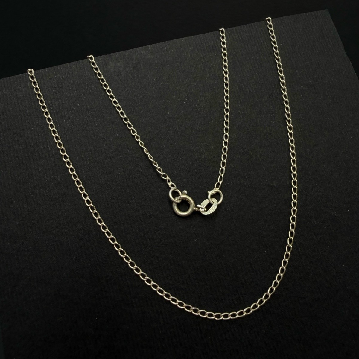 Vintage 925 Sterling Silver Curb Chain Necklace 44cm Unisex Panzer Link 1.56g