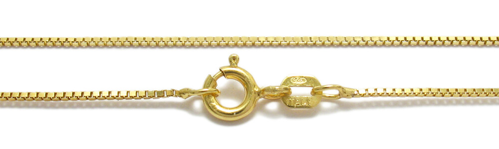 14K Gold Plated over Genuine 925 Sterling Silver Box Chain Necklace 1mm