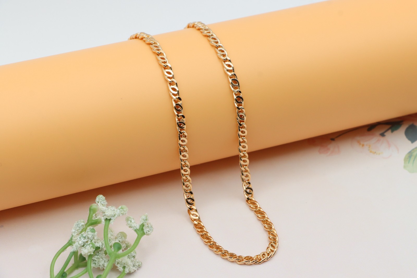 Bold Rose Gold Flat Link Chain Necklace for Everyday Style, XPNL0247