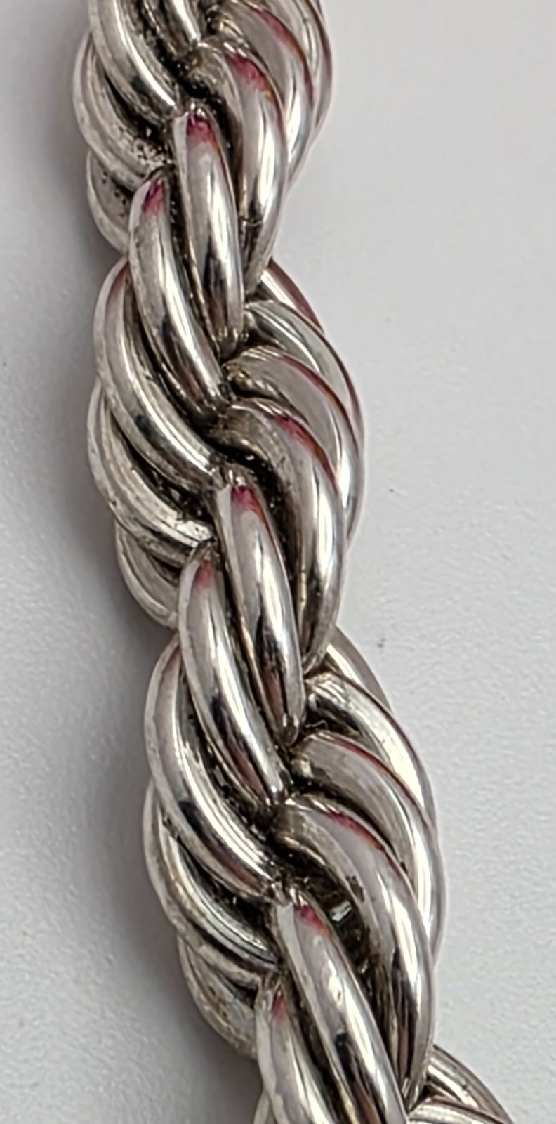 Silver Tone Twisted Rope Chain Necklace 9.8mm Chunky Collar Statement 17 in Adj.