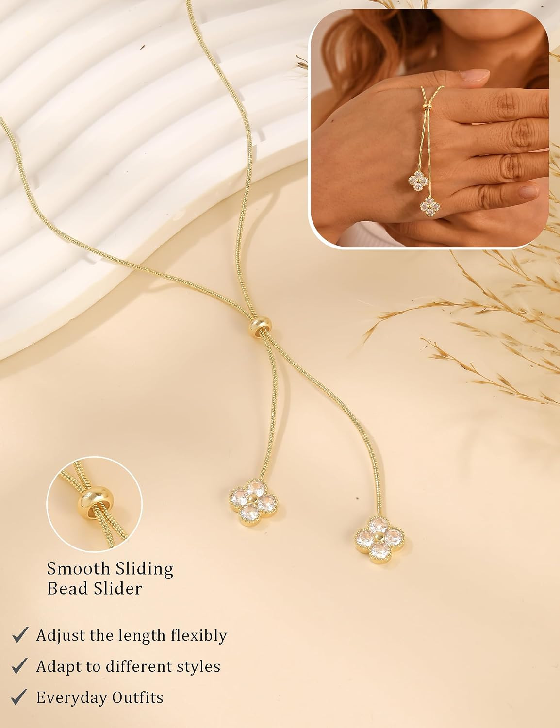 Lariat Gold Necklace for Women Long Dainty Y Necklaces Drop Chunky | 14K Gold Pl