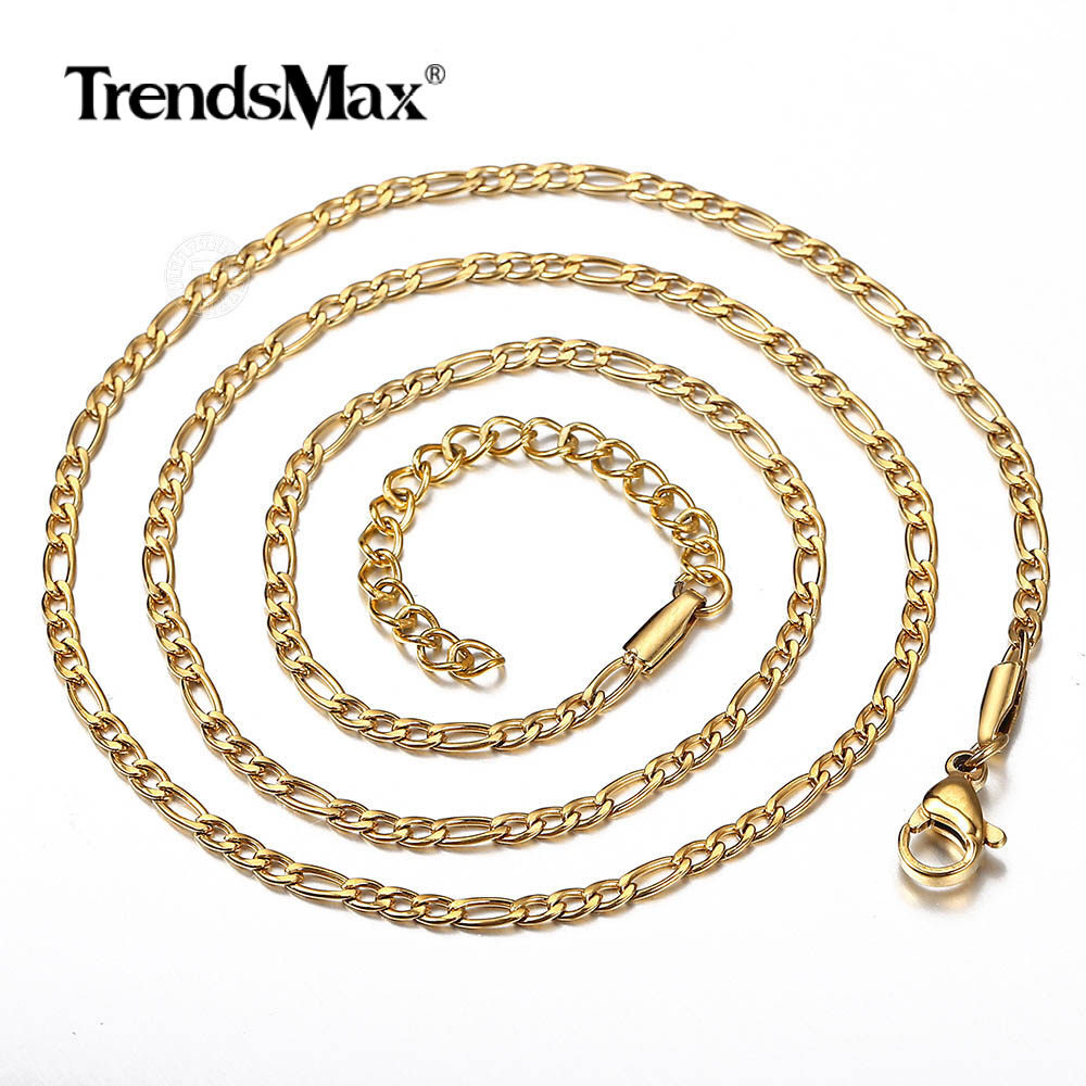 2/3mm Yellow Gold Filled Figaro/Rope/Cuban/Box/Link Chain Necklace Choker 16-30″