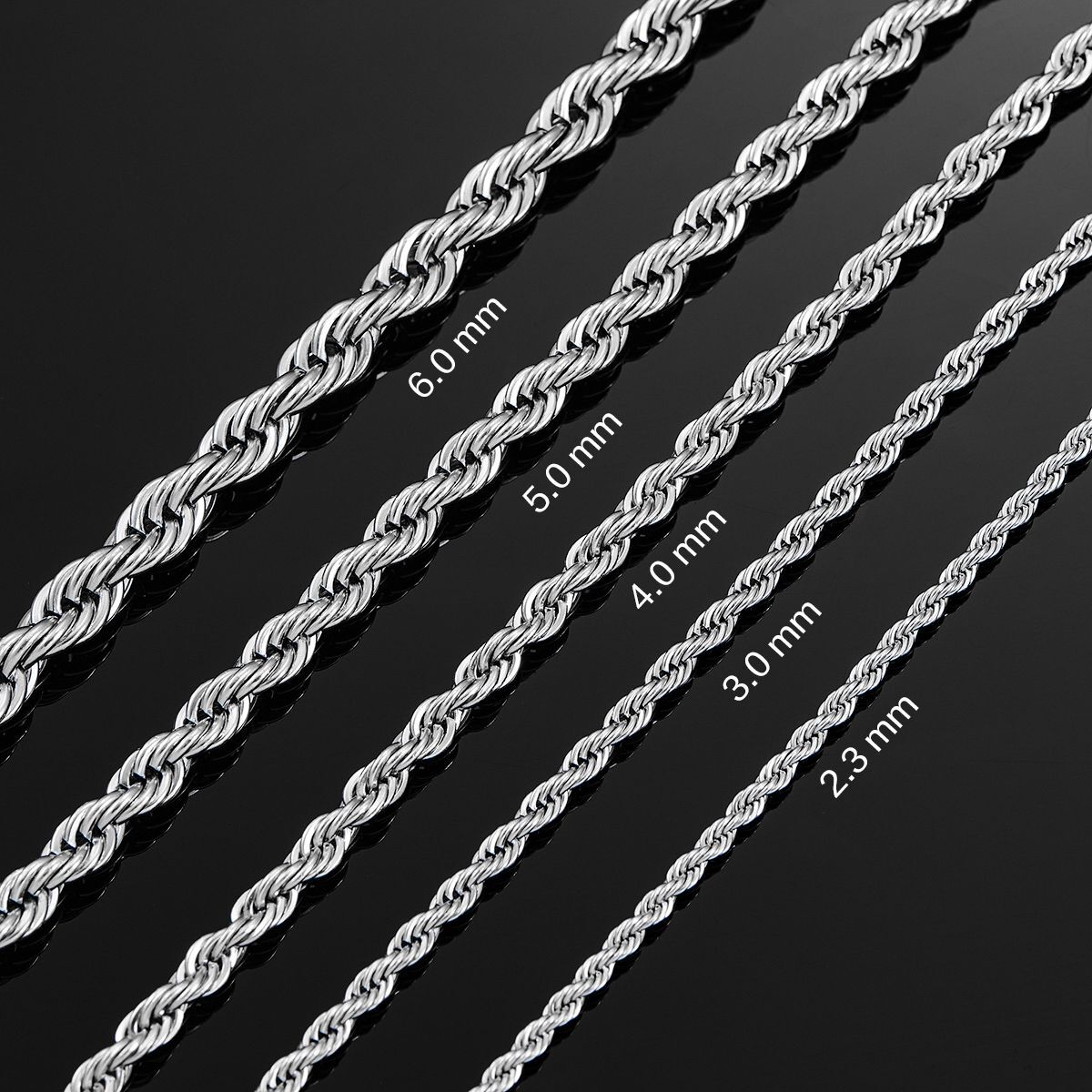 Twisted Rope Chain – 6MM Stainless Steel Necklace 30Inc Women Fashion Jewelry