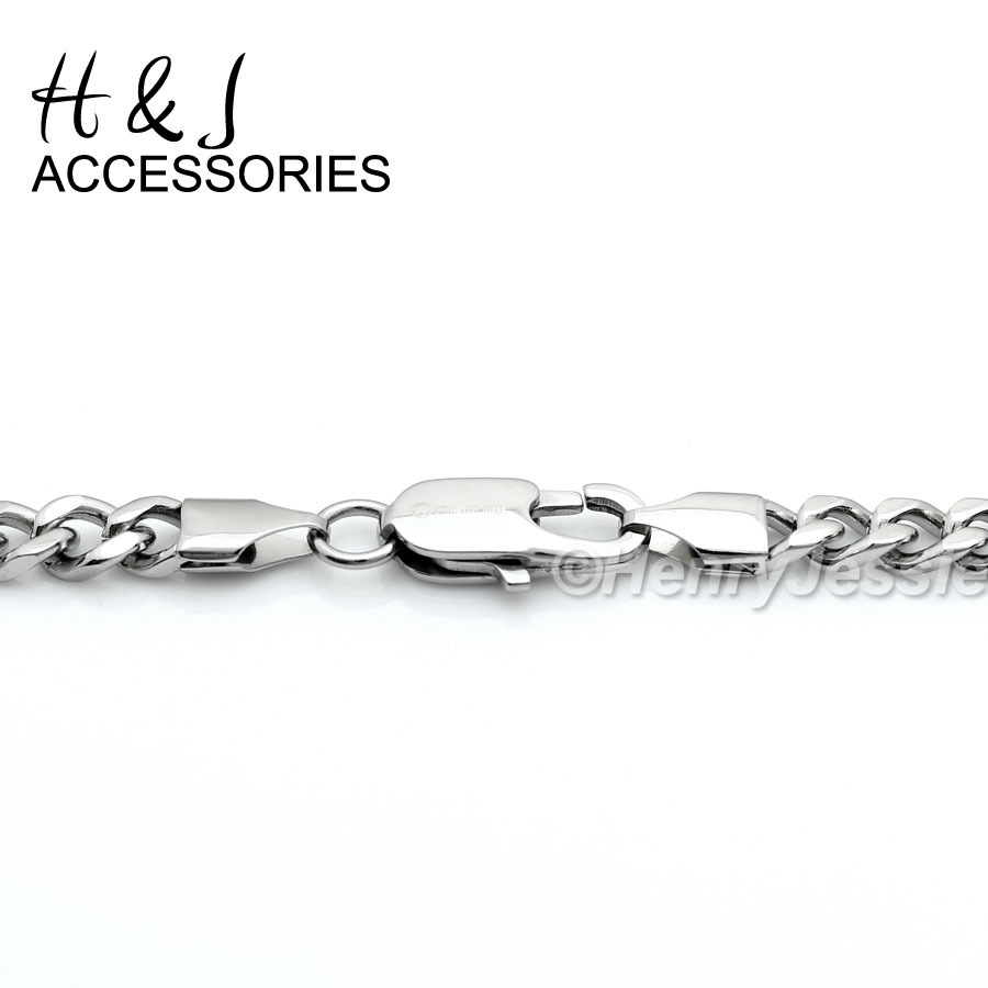 18″-36″MEN Stainless Steel 5mm Silver Cuban Curb Necklace Plain Cross Pendant*29