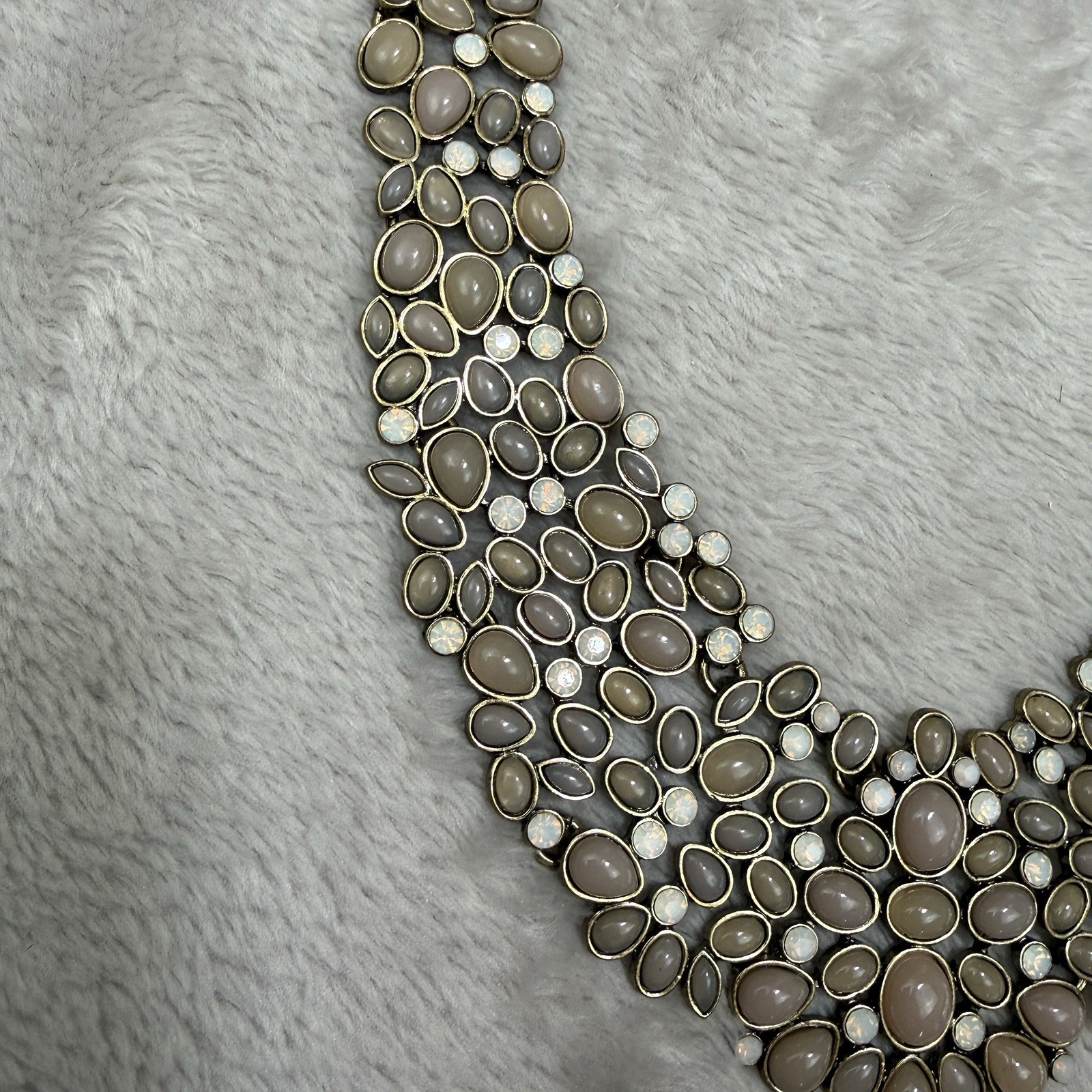 BaubleBar Kew Crystal Collar Necklace Gold Tone Faux Pearl Bib 16 Inch