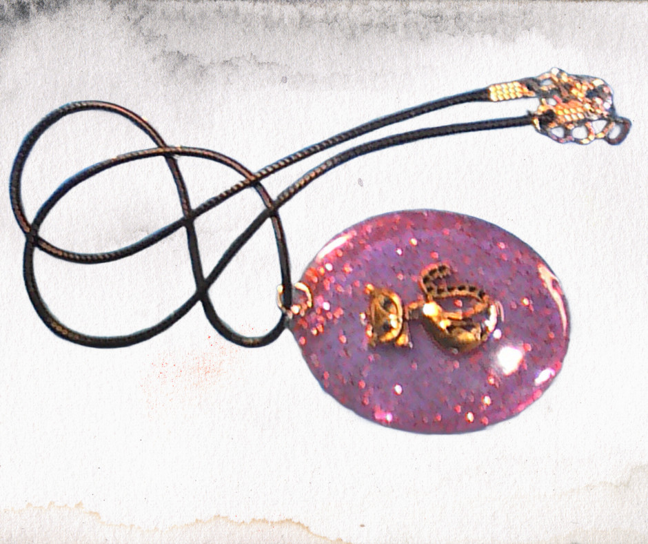 Handmade Cat Resin Pendant Necklace Round Black Cord 18″ Cute Gift for Cat Lover