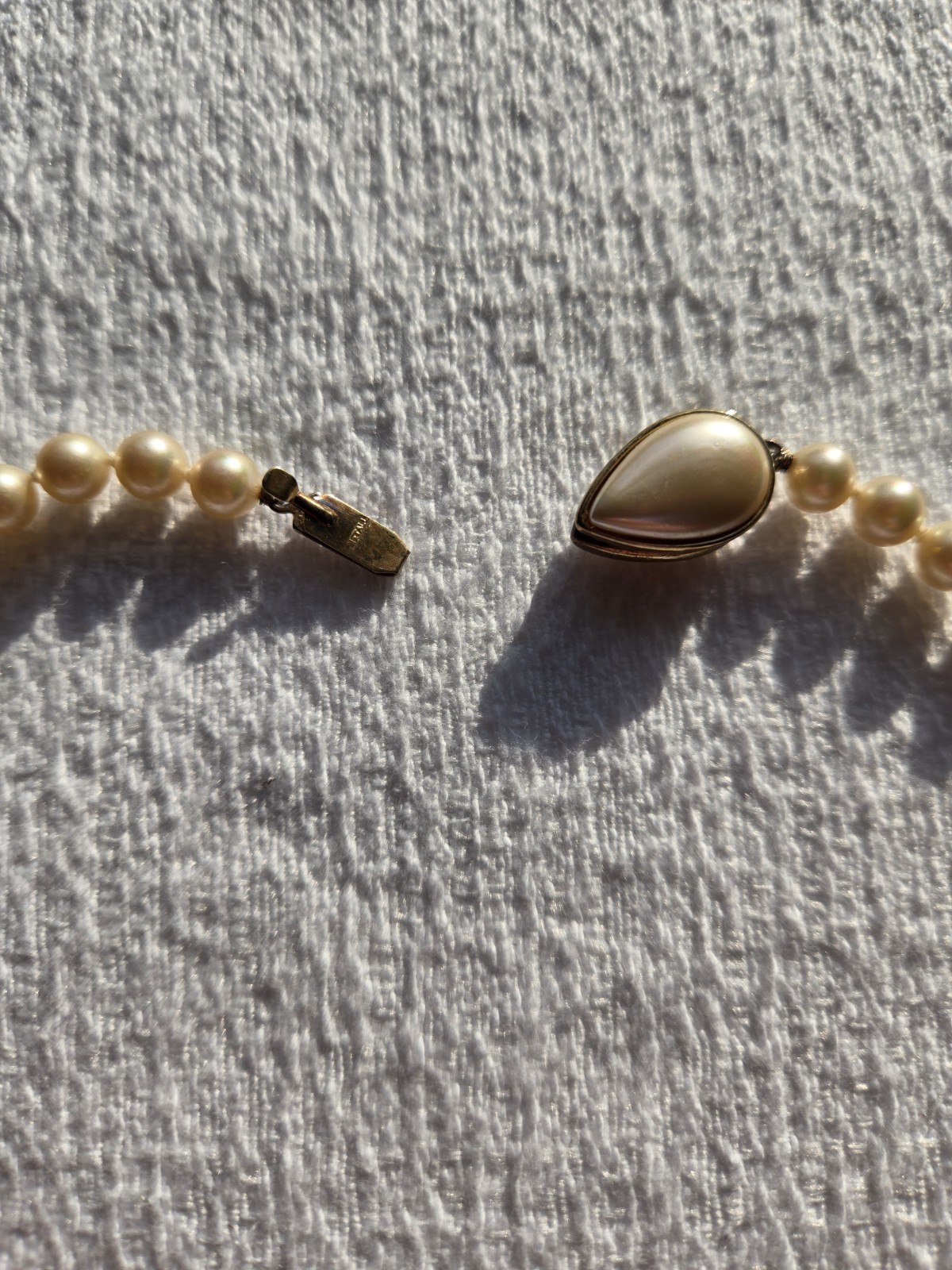 Vintage Cream Faux Pearl Strand Necklace 18″ Princess Slide Clasp Choker Bridal