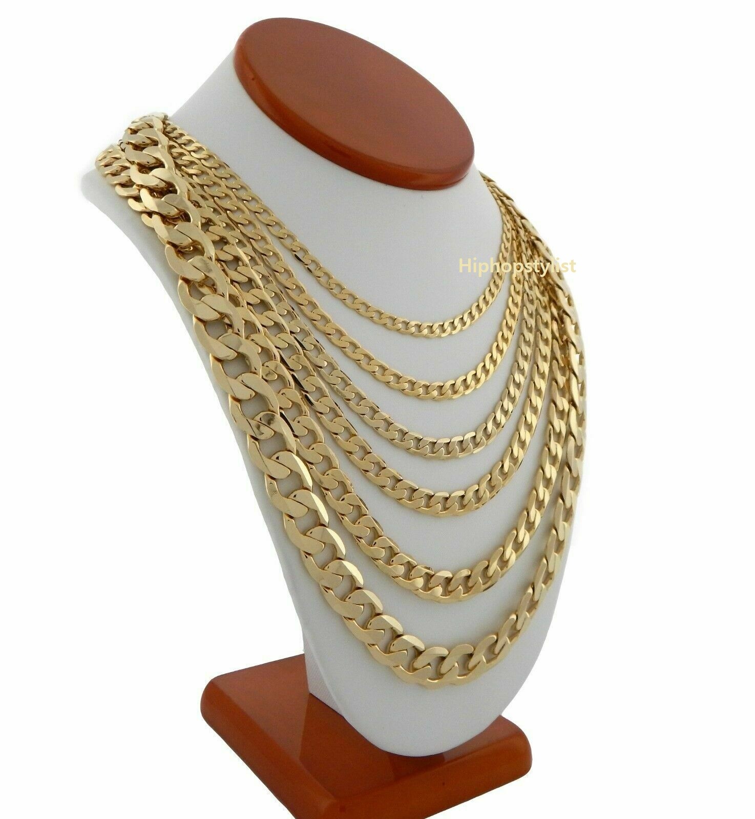 Men’s 14k Italian Cuban link Chain Necklace 3.5mm to 12mm Gold Plated