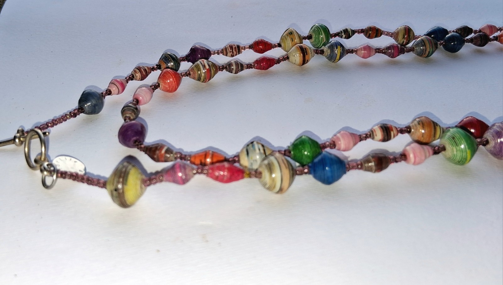 authentic Signed bead for life paper bead bohemian necklace 40 inch strand