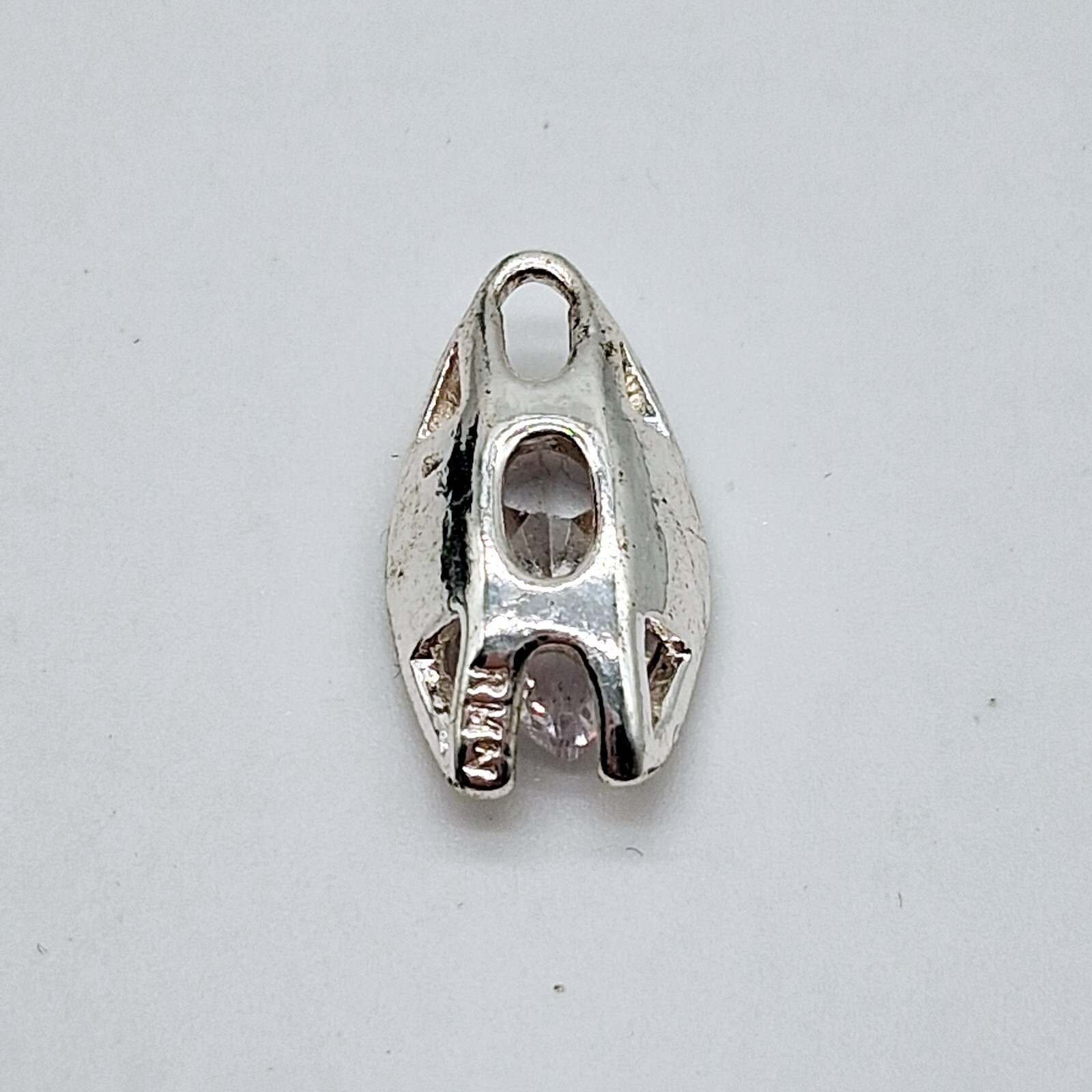 Silvertone Faceted Clear Glass Stone Necklace Pendant