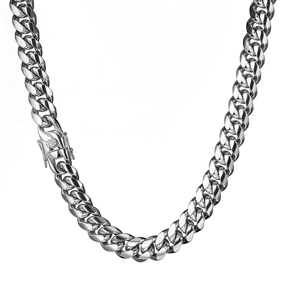 6-18mm Heavy Women Mens Miami Cuban Link Chain Silver Stainless Steel Necklace