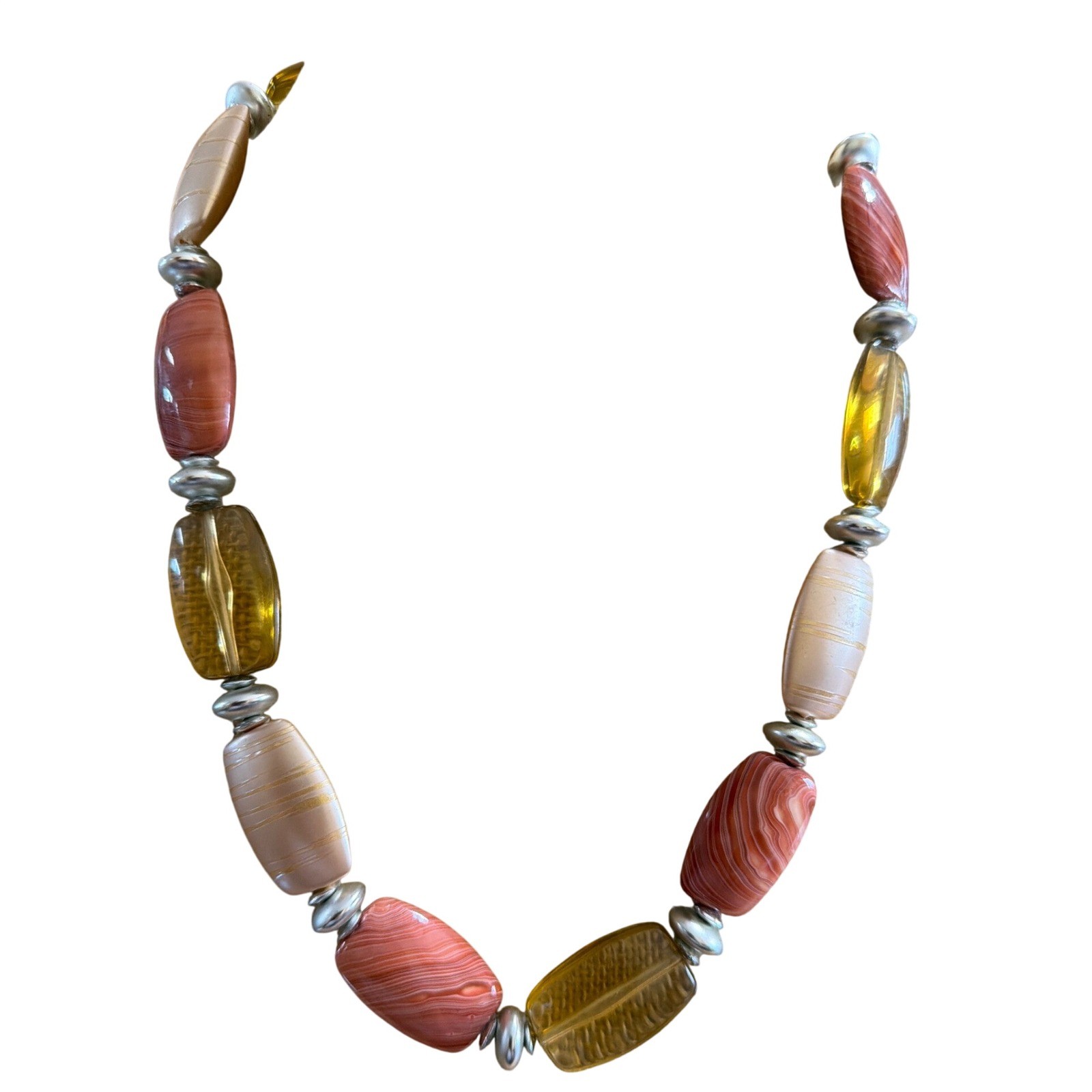 Chunky Statement Necklace Oversized Resin Acrylic Beads Amber Color Terracotta