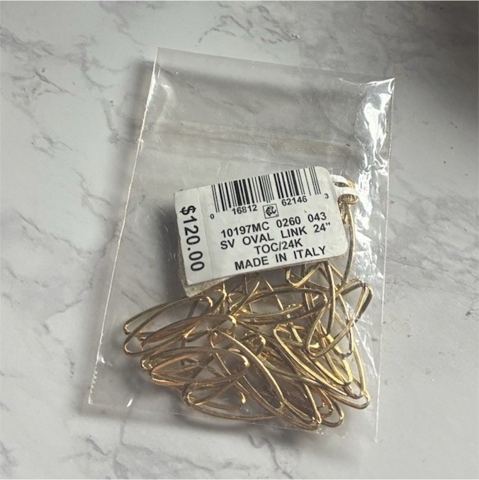 Macy’s Gold-Tone Yellow Gold 24k Oval Link Chain Necklace 24 in Italy