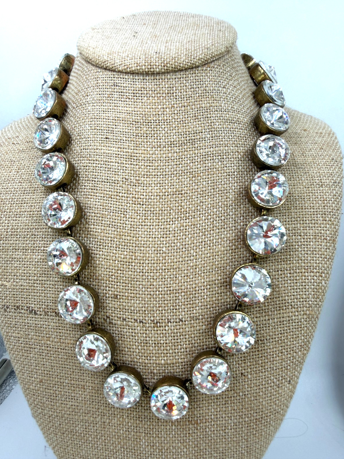 J. Crew Brulee Necklace Heavy Clear Crystal 20 Inches Unsigned