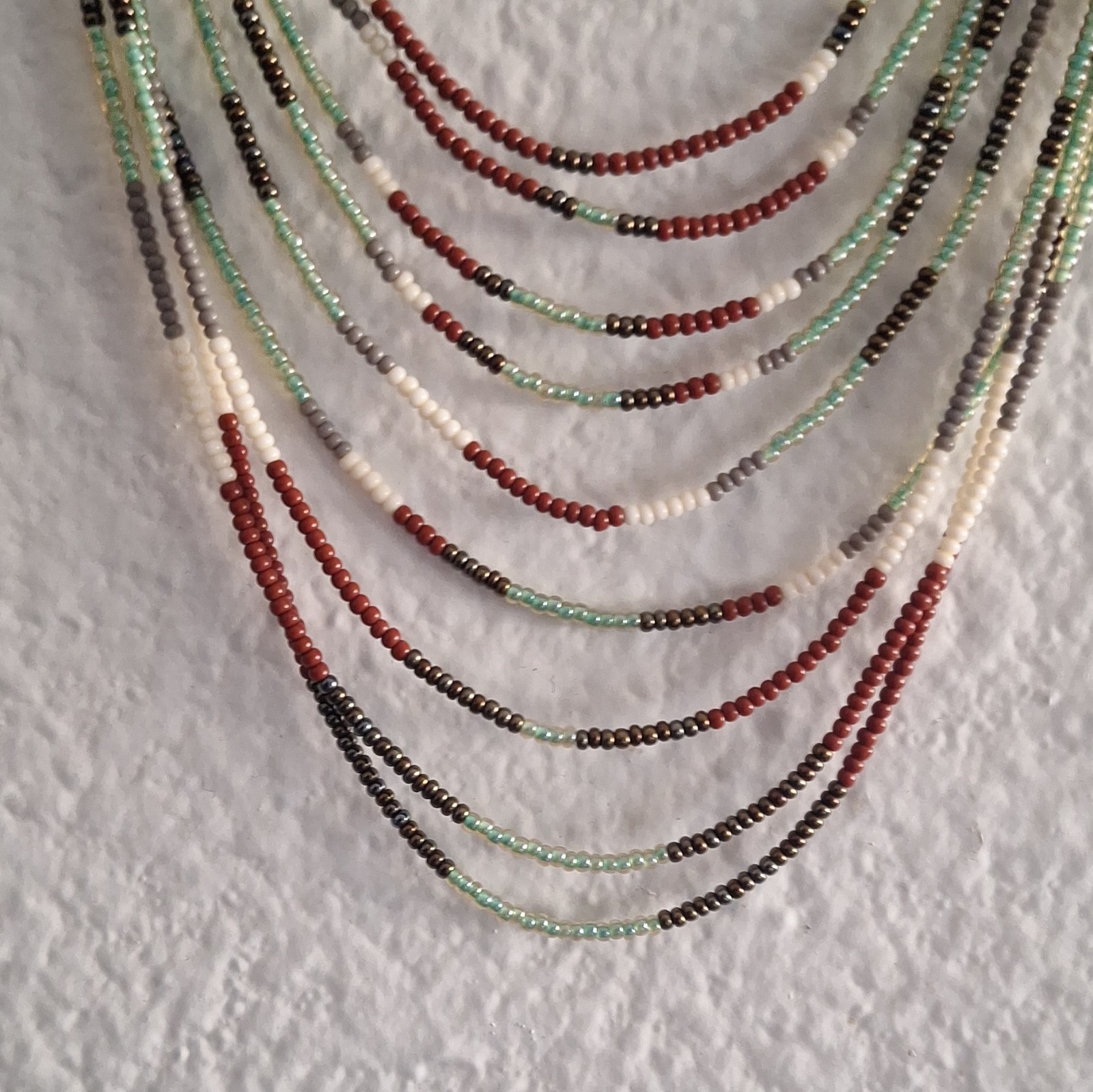 Handmade Southwest Bead Necklace With Adjustable Leather Straps – Never Worn